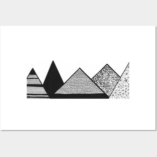 Mountains abstract pattern monochrome Posters and Art